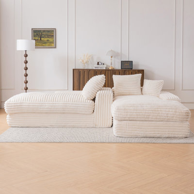 Méridienne surdimensionnée de 72,4 po x 89,3 po avec 4 coussins amovibles, revêtue de velours côtelé, canapé-lit confortable avec accoudoirs larges et mousse haute densité pour le salon ou l’appartement