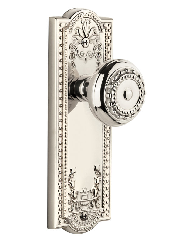 Plaque Grandhe Parthénon avec bouton de porte Parthénon, 2 3/8 po, Nickel poli