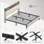 Base de lit plateforme avec station de charge, tête et pied de lit rembourrés, lattes en métal pour le support du matelas, aucun sommier requis-210394280