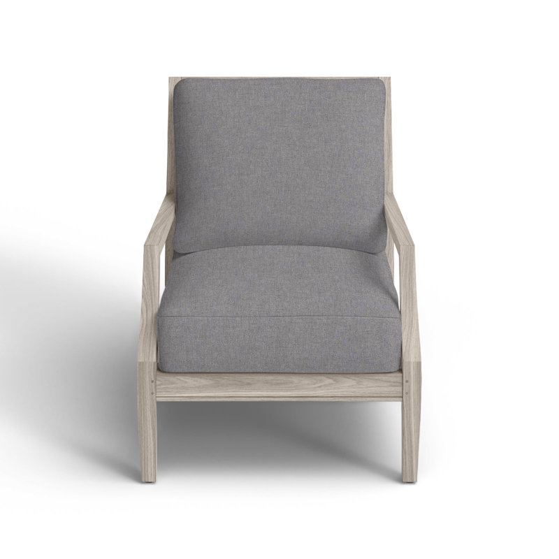 Haley Teak Patio Chair with Cushions, Oyster Teak, No welt + Standard fill, Verona Mist
