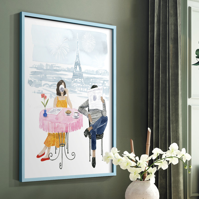 «Paris in Love II», reproduction encadrée - bois massif, Bleu, H 10 po x l 8 po