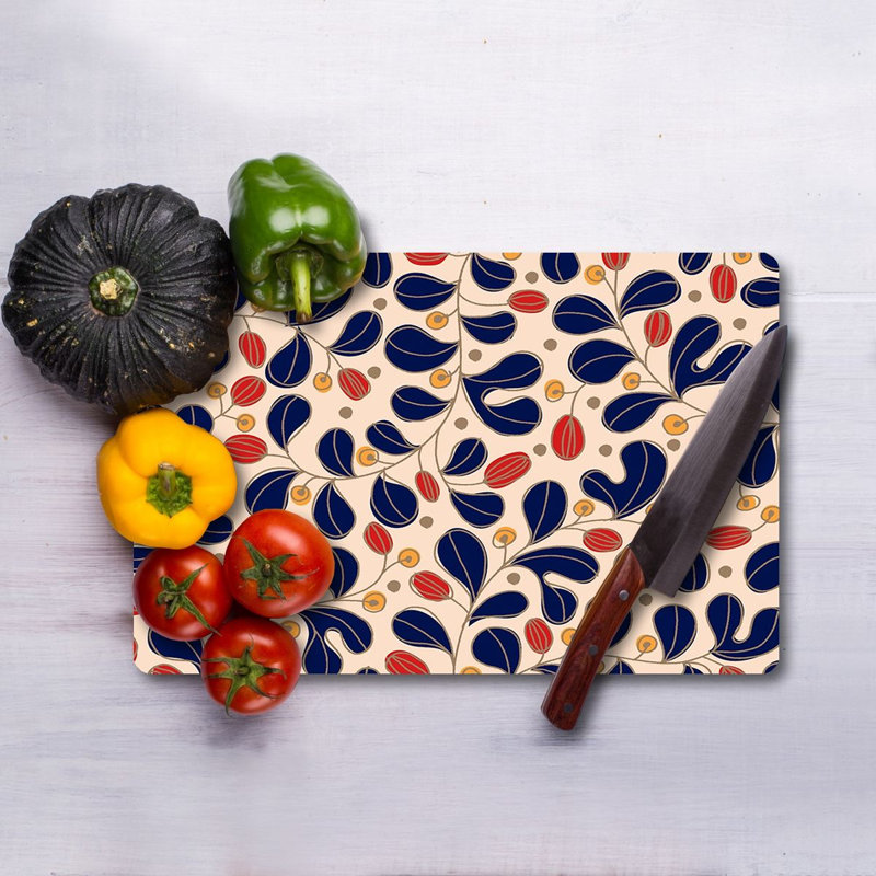 Planche à découper en verre trempé Flourish, 7,9 po x 11,8 po | 100% antibactérien, surface facile à nettoyer, pieds en silicone antidérapants | Parfait pour la préparation et le service des aliments, durable et élégant pour la cuisine, ne va pas au lave-vaisselle