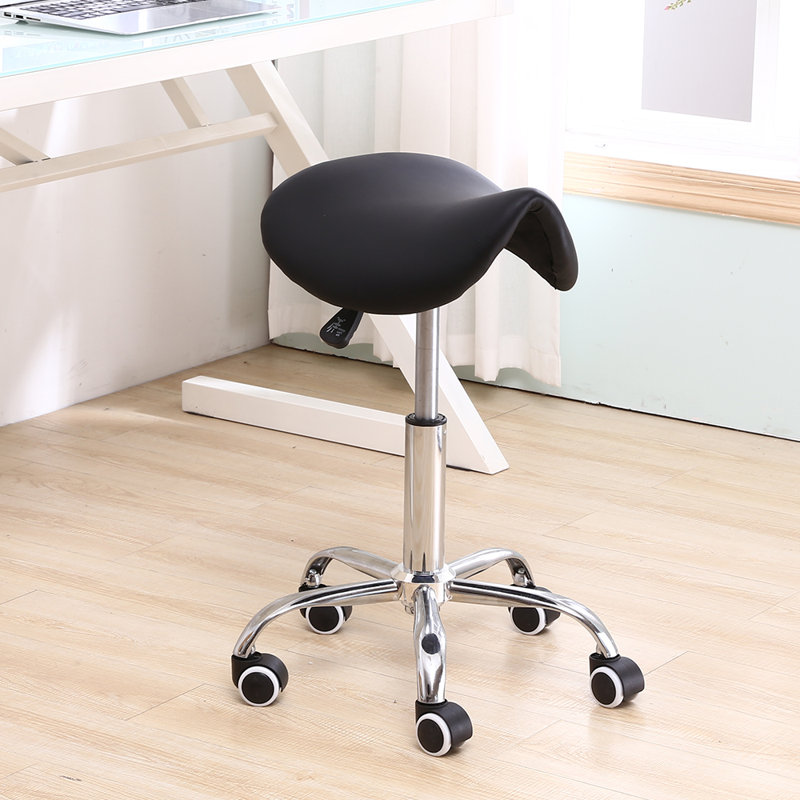 Adjustable Height Ergonomic Lab Stool with Wheels, Black
