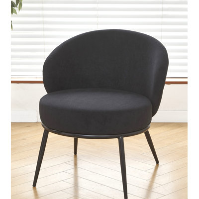 Velvet upholstery metal leg accent chair