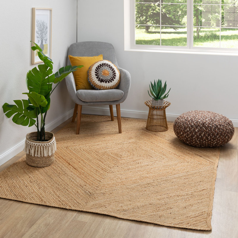 Allanna Geometric Shapes Jute / Sisal Braided Area Rug, Rectangle 80 x 150cm