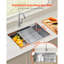 Poste de travail d'évier de cuisine de 27 pouces, évier encastré en acier inoxydable 304, cuve de ferme à simple cuve avec rebord et accessoires multiples, éviers de lave-vaisselle pour véhicules récréatifs, cuisine de préparation
