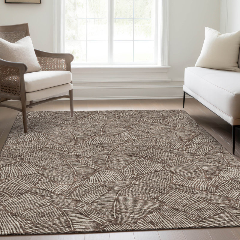 Premium Machine Washable Prisco Brown Rug, Rectangle 10' x 14'