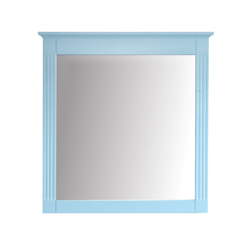 Miroir rectangulaire moderne en bois massif avec cadre H 33 po, Bleu classique, 33 po x 32 po