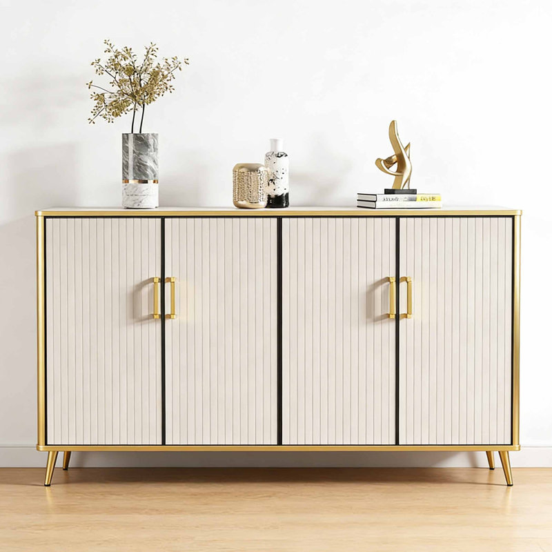 Armoire à chaussures de style américain, Crème, H 39,37 po x l 59,06 po x P 14,17 po