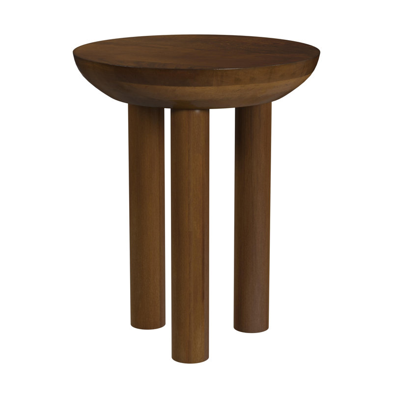 Ebern Designs Mango Wood 3-Leg Side Table, Brown