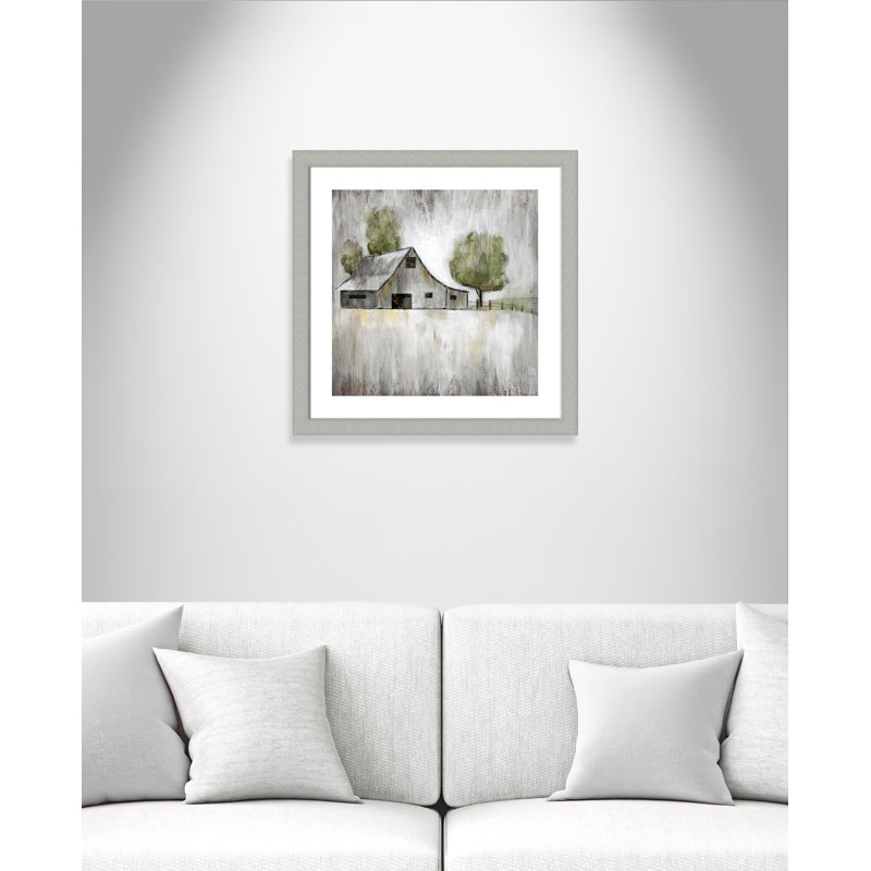 «Outten Weathered Barn» par Nan - reproduction d'art sur papier encadrée, H 25 po x l 25 po x P 1,25 po, Argent brossé