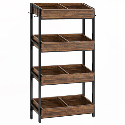 4-Tier Retail Display Rack with Hooks