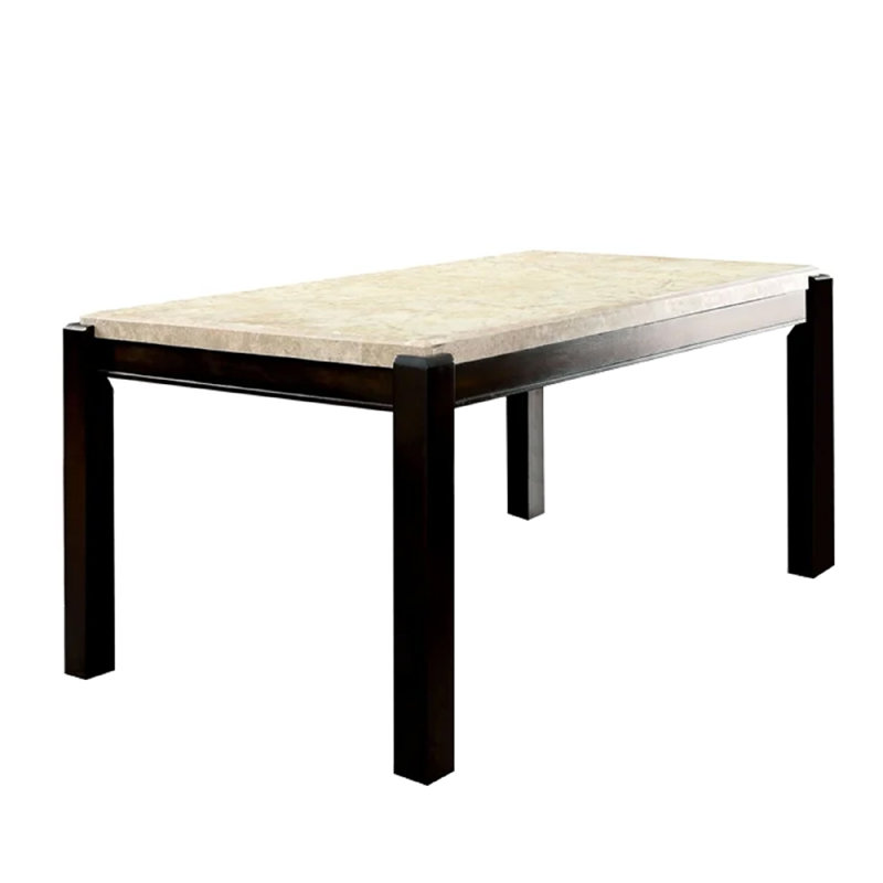 Riesman Marble Top Dining Table, Dark Walnut