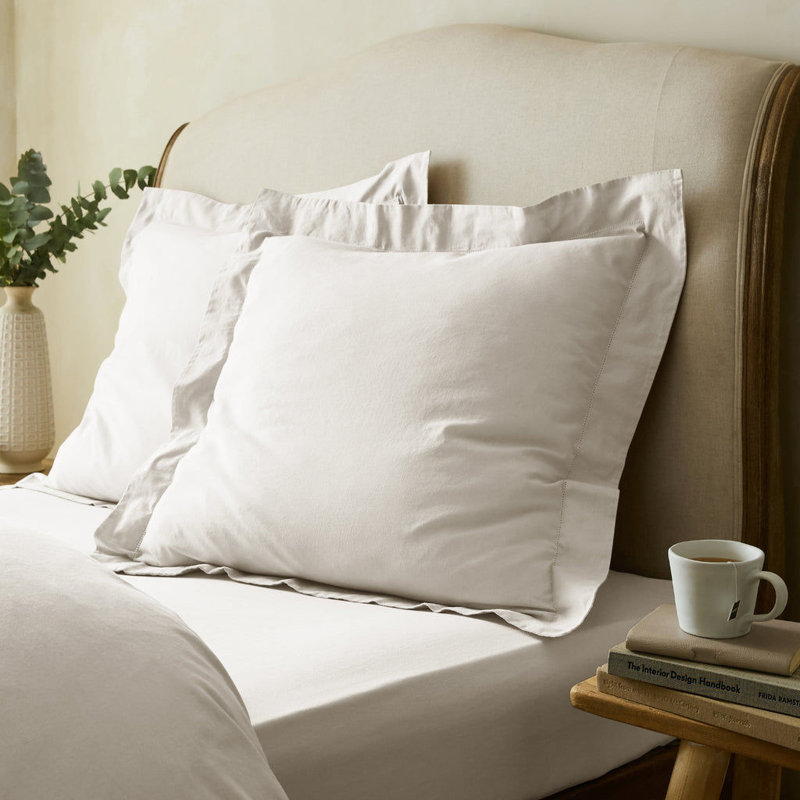 Arber Linen Blend Square Continental Pillowcase Pair, White