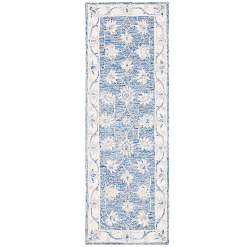 Tapis oriental en laine et coton touffeté à la main Vallelunga, Tapis de couloir 2 pi 3 po x 7 pi