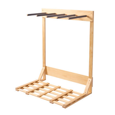 Vertical Surfboard Stand, 4 Tiers Wooden Surfboard Rack for Storage and Display, Freestanding Board Stand Organizer, Surf Board Holder for Wakeboards, Snowboards, Kiteboards, Shortboard, Skis