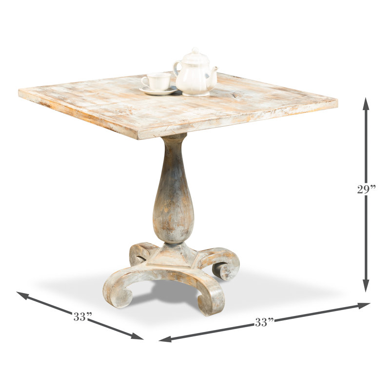 Square Solid Oak Dining Table, Gray Oak