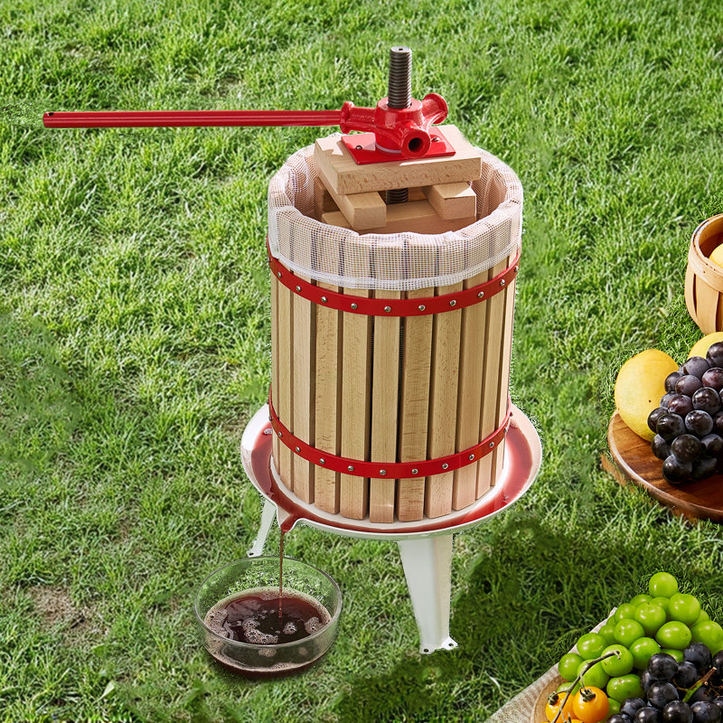 Fruit Wine Press Manual Press for Wine Making 4.75 Gal/18L Wood Basket