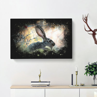 Hare In The Bushes - Wrapped Canvas