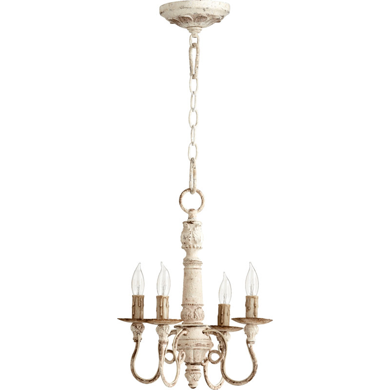 Lustre classique à 4 lumières de style bougie Solange, Blanc perse