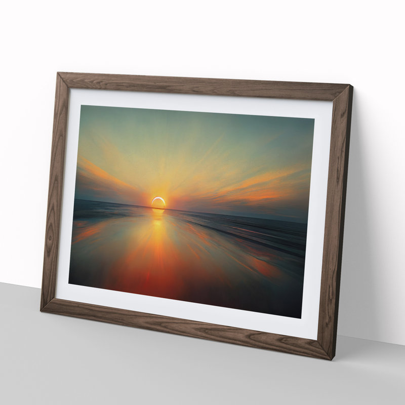 Serene Sunrise - Framed Print, 46cm H x 64cm W x 2cm D, Walnut