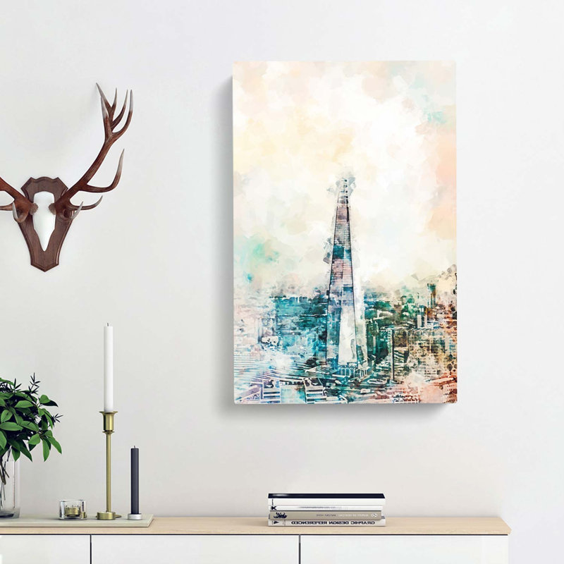 The Shard Building London In Abstract - Wrapped Canvas Painting, 76cm H x 50cm W x 3cm D
