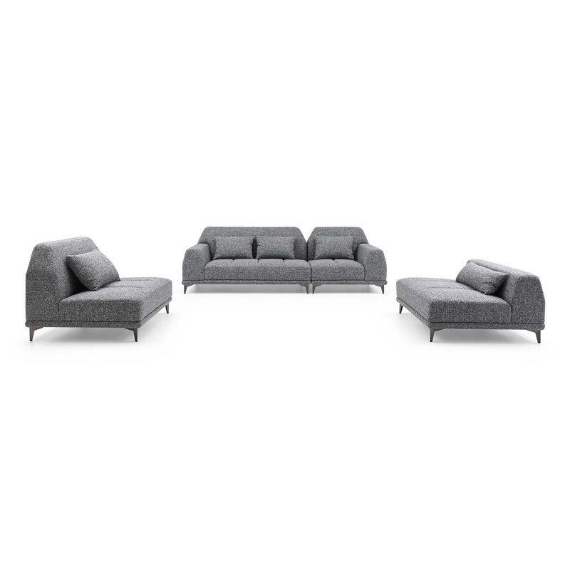 Ensemble de salon Decoda, Tissu gris