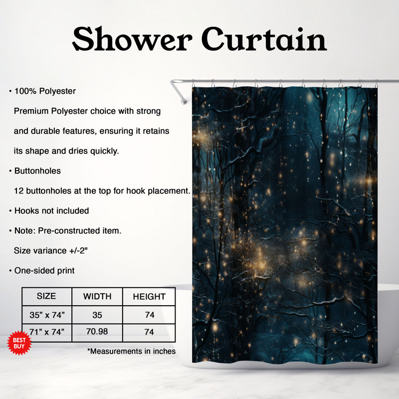 Night Magic - Premium Shower Curtain, 74"H x 71"W
