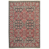Coral Hand-Knotted Wool Floral Symmetry Geometric Modern Contemporary Carpet Rug