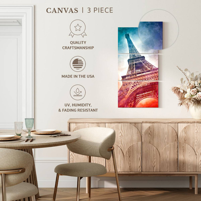 Vibrant Eiffel Tower, 27" H x 12" W