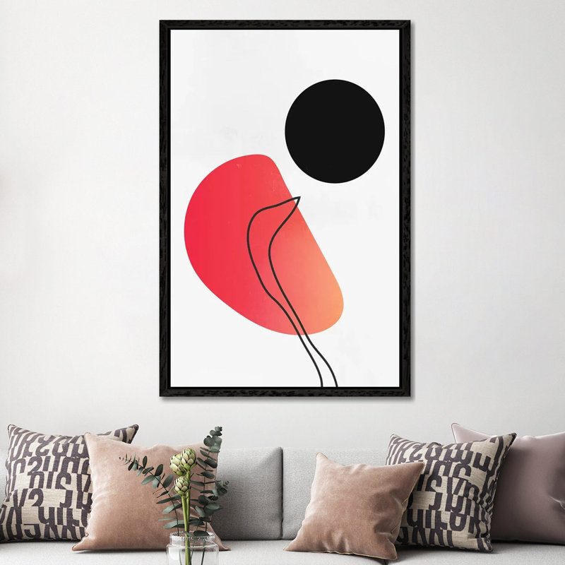 Abstracta No.3 1 Piece Painting on Canvas, 152.4cm H x 101.6cm W x 3.81cm D, Black Floater Framed