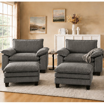 Ensemble de 2 fauteuils rembourrés avec repose-pieds Colbey