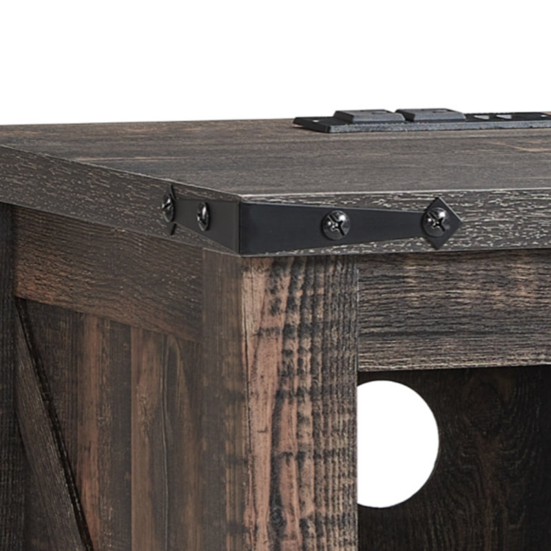 Table de chevet 2 tiroirs avec prises et ports USB Adaija, Chêne rustique foncé