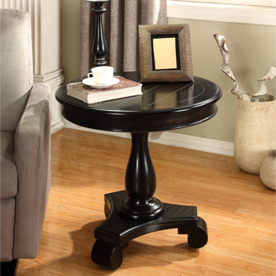 Table d'appoint ronde noire 26 po, base piédestal, table d'appoint 26,5 po noire