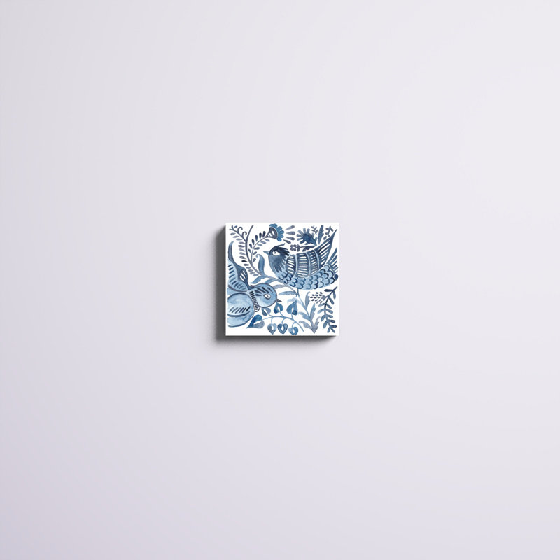 «Indigo Ornament III», peinture sur toile tendue, H 12 po x l 12 po, Toile tendue