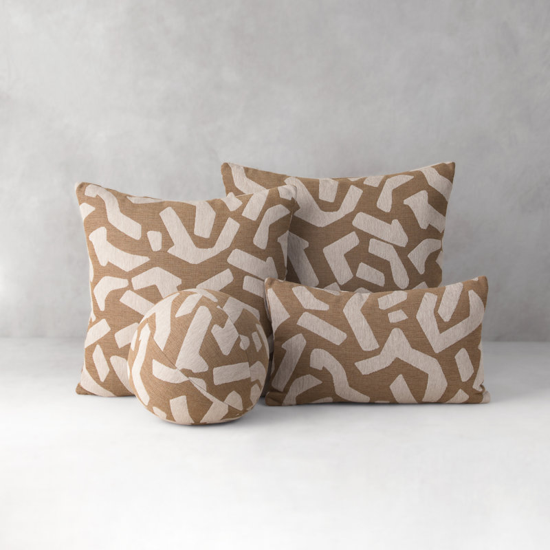 NEW ARRIVALS Circular Indoor/Outdoor Pillow Cover & Insert, Black Abstract
