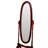 59.25" Tall Standing Wooden Floor Mirror With Cherry Finish, Oval Shape