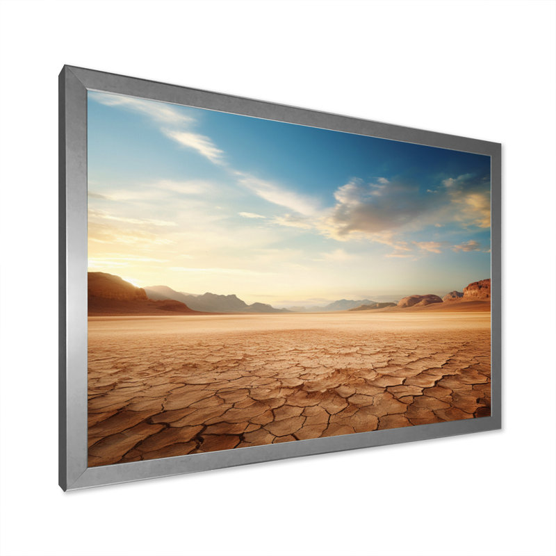 Scénique paysage désertique infini horizon V, H 12 po x l 20 po x P 1 po, Cadre simple argenté