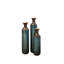 Ensemble de 3 vases en métal au feu de torche, grands vases de plancher à finition brûlée bleue pour décoration intérieure