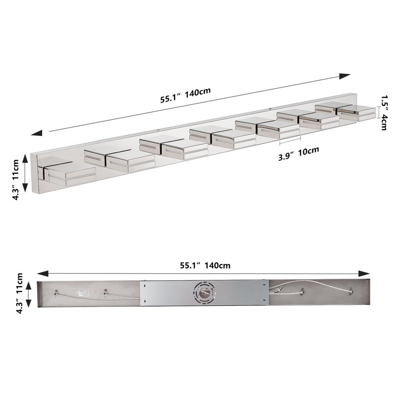 Bathroom Vanity Light Acrylic Shade Dimmable LED Light ( Dimmer Not Included) 7-Light, Silver, 7 Lights