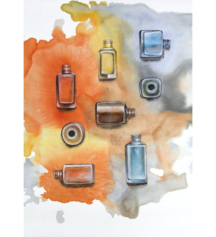 Mode orange sur toile pour vernis à ongles - Art vibrant