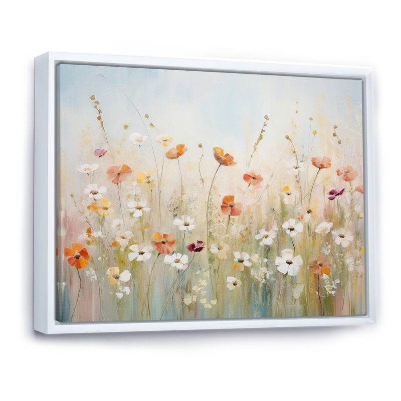 Art contemporain sur toile Meadow, Cadre flottant blanc, H 24 po x l 32 po x P 1 po