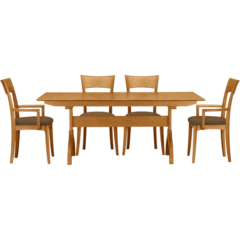 Sarah 5 - Piece Dining Set, Natural Cherry, Coffee Leather