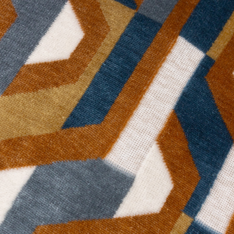 Metro Prism Geometric Square Throw Cushion, Feather, Orange/Blue