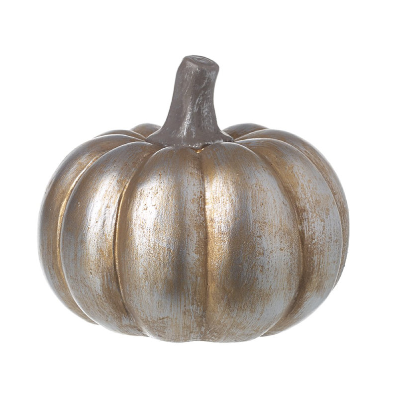 Pumpkin, 9cm H x 11cm W x 11cm D, Silver/Bronze
