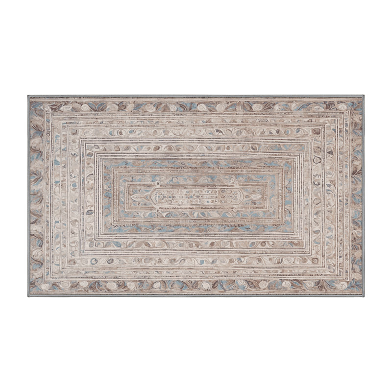 Machine Washable Gray Area Rug, Rectangle 7' x 10'