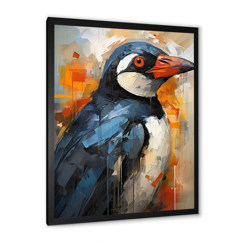«Curious Penguins Snowy Wonders II», reproduction sur toile, Cadre photo noir simple, H 20 po x l 12 po x P 1 po