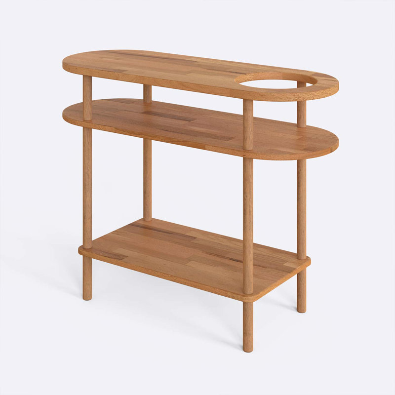 Kennard Solid Wood Oval Console Table with 2 Shelves – Sleek Storage Solution for Hallways, 30.20' H x 39.30'' W x 15''D