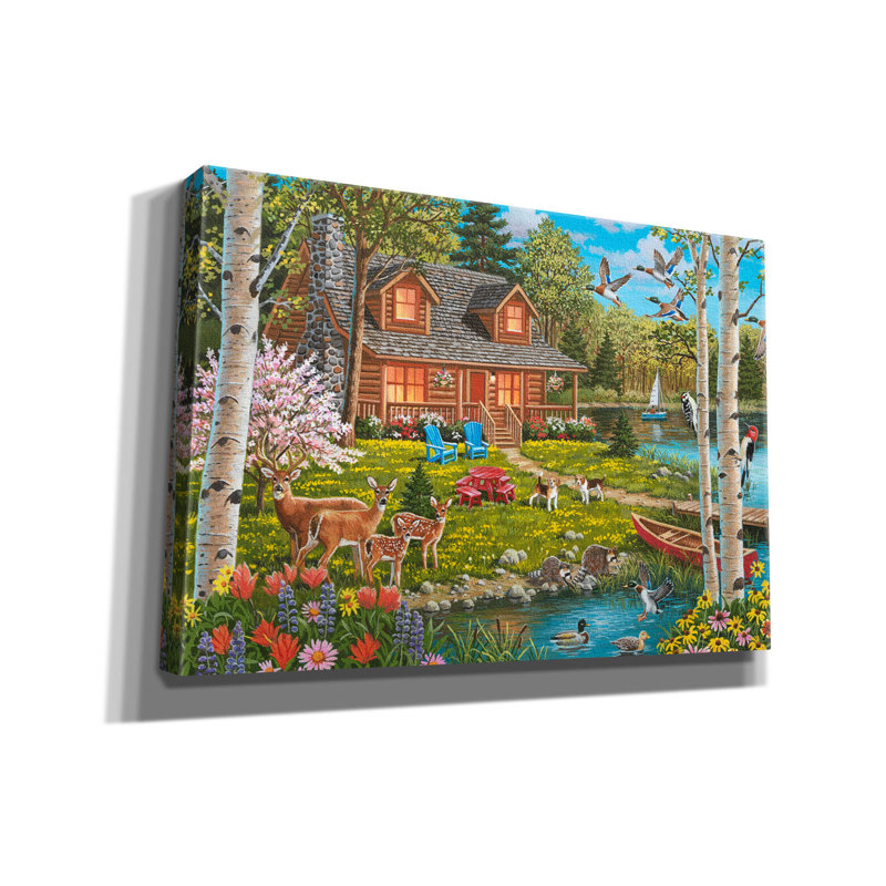 «Springtime At The Lake» par William Vanderdasson, H 18 po x l 26 po x P 0,75 po