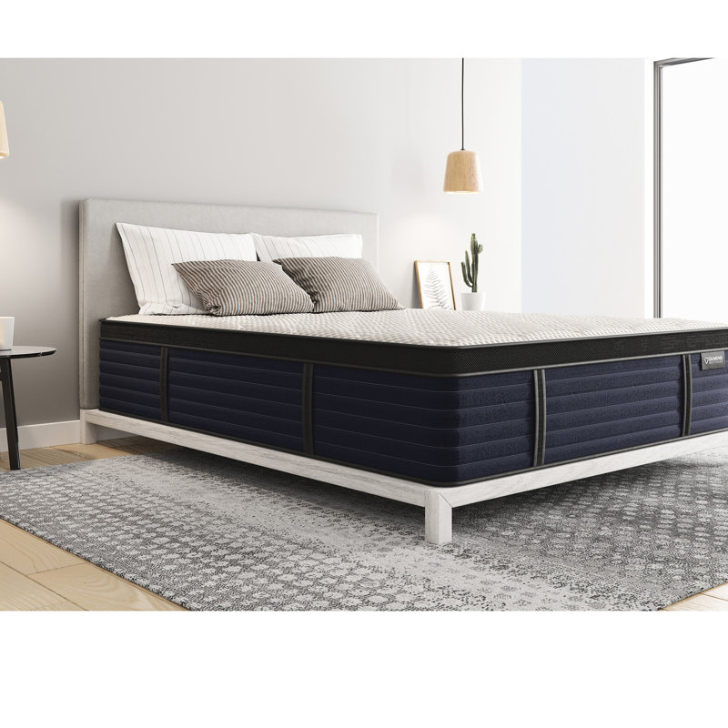 Matelas 14,5 po à sensation moyenne, blanc, froid, latex simple TG, Très grand simple, 14.68"
